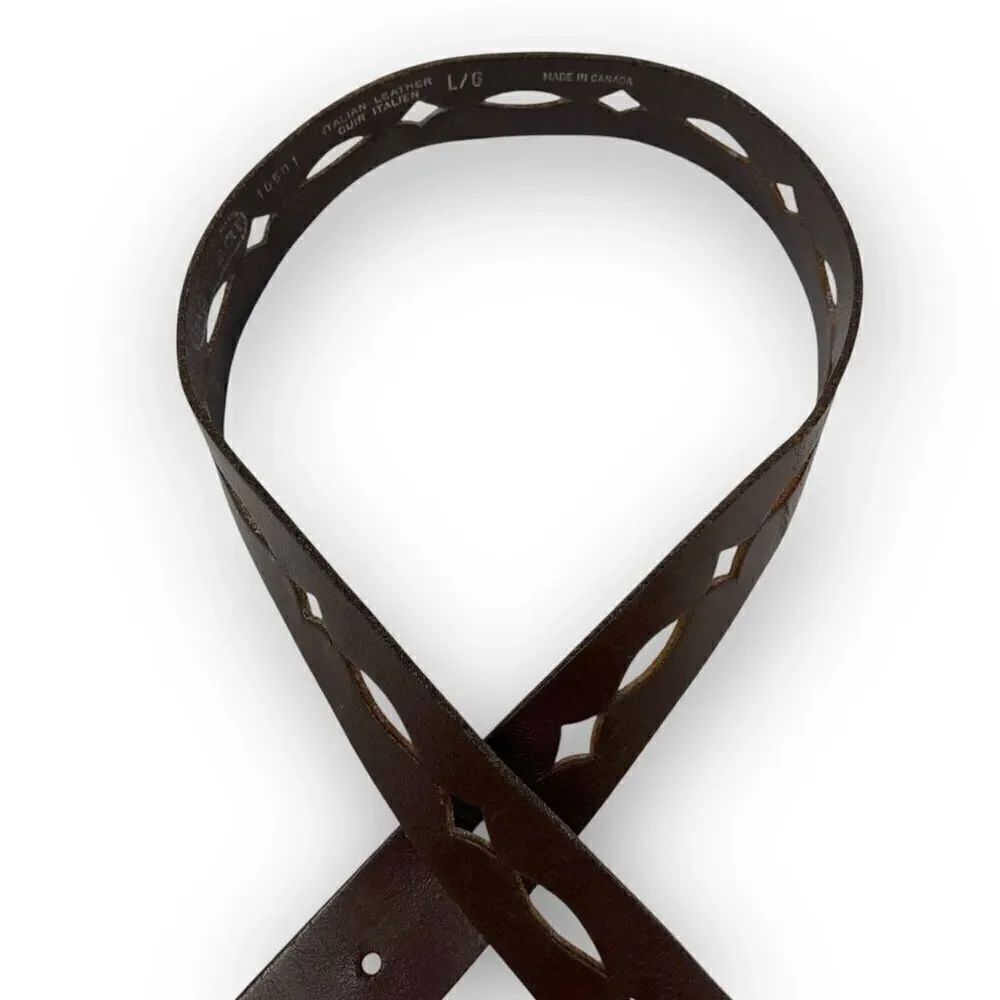 Hipwear Belt Laser Cut Brown Leather Women's Size Large Vintage